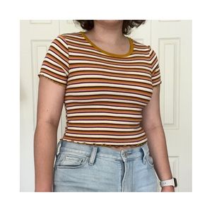 Wild Fable striped frilled short sleeve shirt